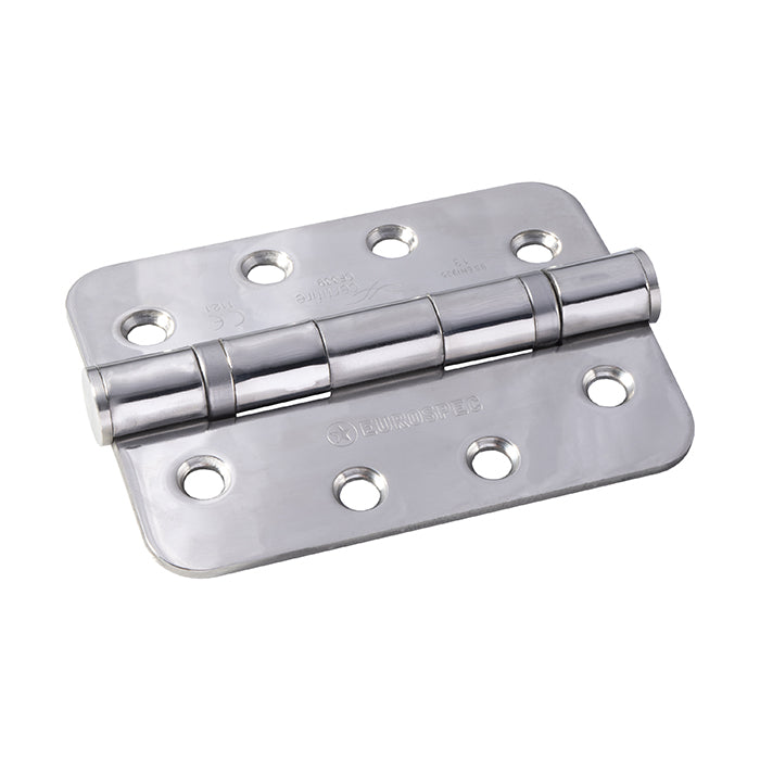 102 X 76 X 3Mm Ball Bearing Hinge Grade 13 C/W Screws Radius (Pair) - Bright Stainless Steel