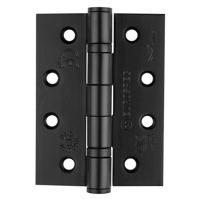 102 X 76 X 3Mm Ball Bearing Hinge Grade 13 C/W Screws (Pair) - Matt Black