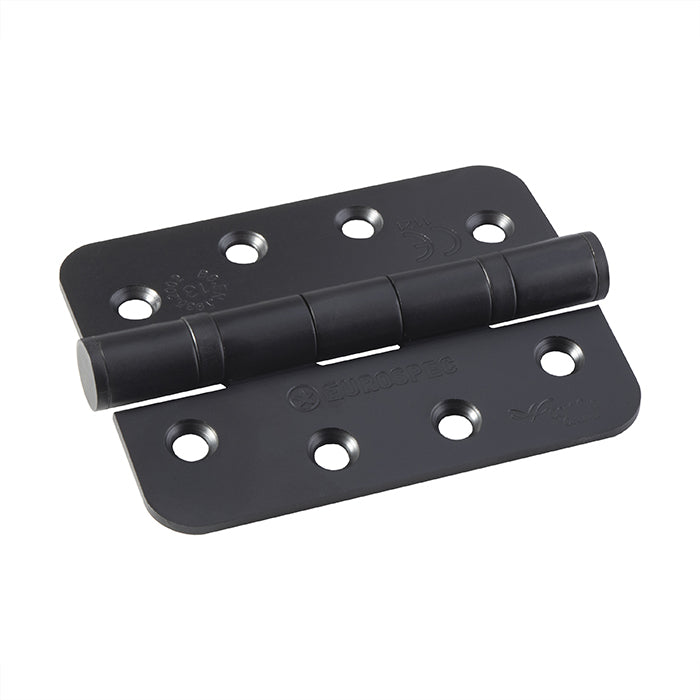 102 X 76 X 3Mm Ball Bearing Hinge Grade 13 C/W Screws (Pair) - Radius - Matt Black