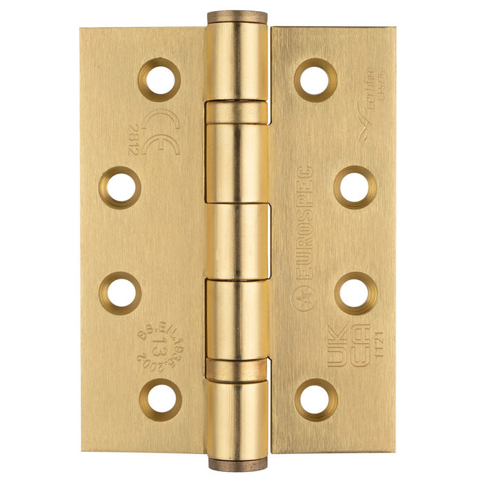 102 X 76 X 3Mm Ball Bearing Hinge Grade 13 C/W Screws (Pair) - Satin Brass