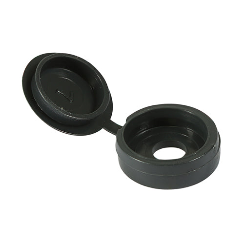 TIMCO Hinged Screw Caps Small Black - To fit 3.0 to 4.5 Screw