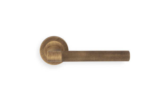 Hey Rete Lever Handle On Threaded Round Rose Bgo (Antique Brass) - Antique Brass