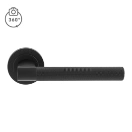 Hey Rete Lever Handle On Threaded Round Rose Ner (Matt Black) - Matt Black