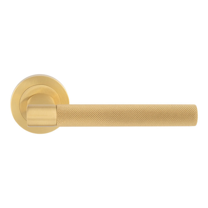 Hey Rete Lever Handle On Threaded Round Rose Osa (Satin Brass) - Satin Brass