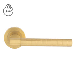 Hey Quadra Lever Handle On Threaded Round Rose Osa (Satin Brass) - Satin Brass