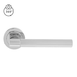 Hey Riga Lever Handle On Threaded Round Rose Cro (Polished Chrome) - Polished Chrome