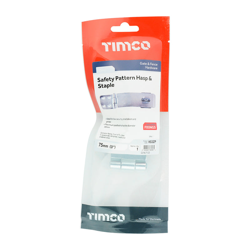 TIMCO Hasp & Staple Safety Pattern Black - 3"