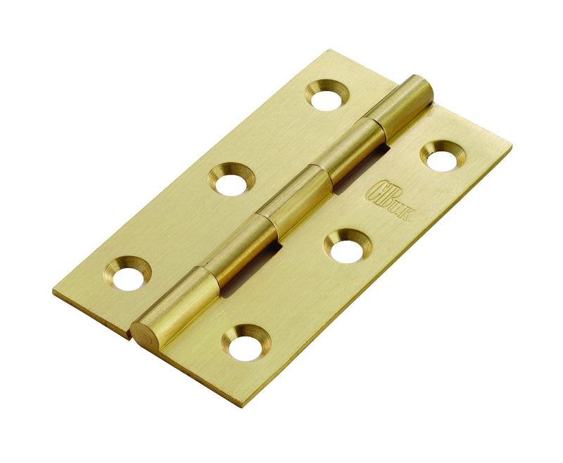75 X 40 X 1.5Mm Solid Drawn Brass Butt Hinge (Pair) - Satin Brass 76mm x 40mm x 1.5mm