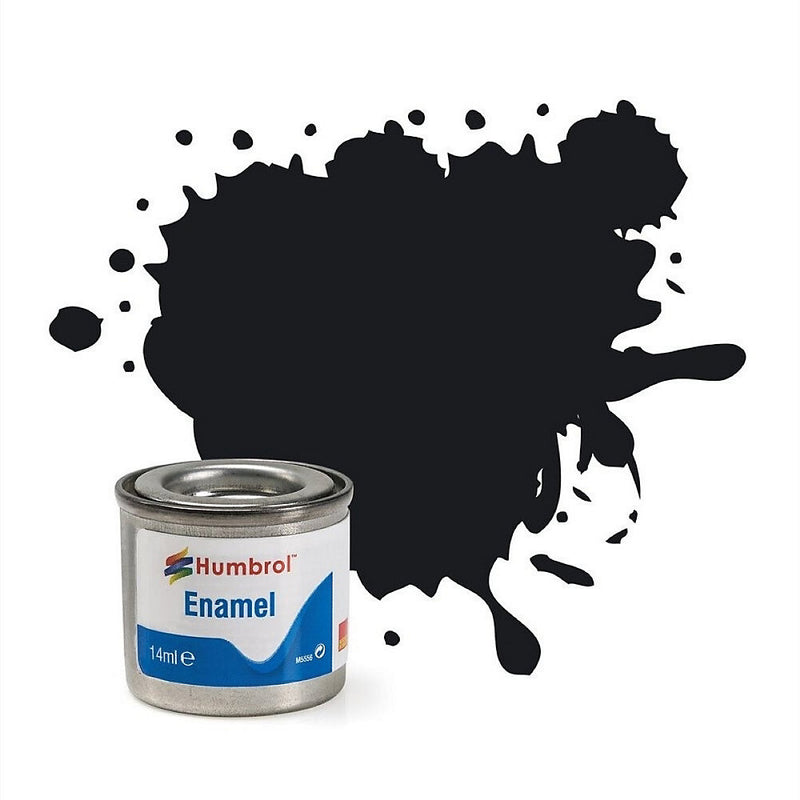 Humbrol No.21 Gloss Black Enamel Paint - 14ml Tin for Model Kits, Miniatures & Craft Projects