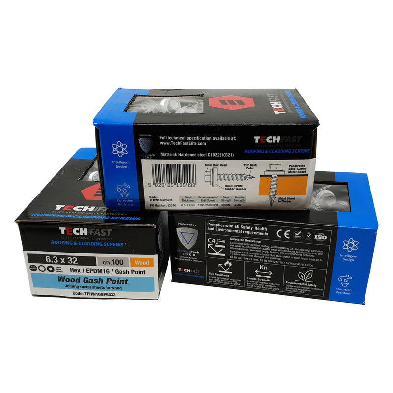 TechFast Hex/EPDM16/Gash Point Per 50 (1000 hours) 6.3x150mm