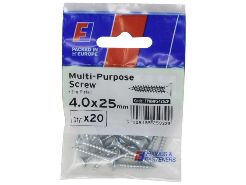 ForgePack Multi-Purpose Screw 20 per Pk ZP 4.0x25mm (S)