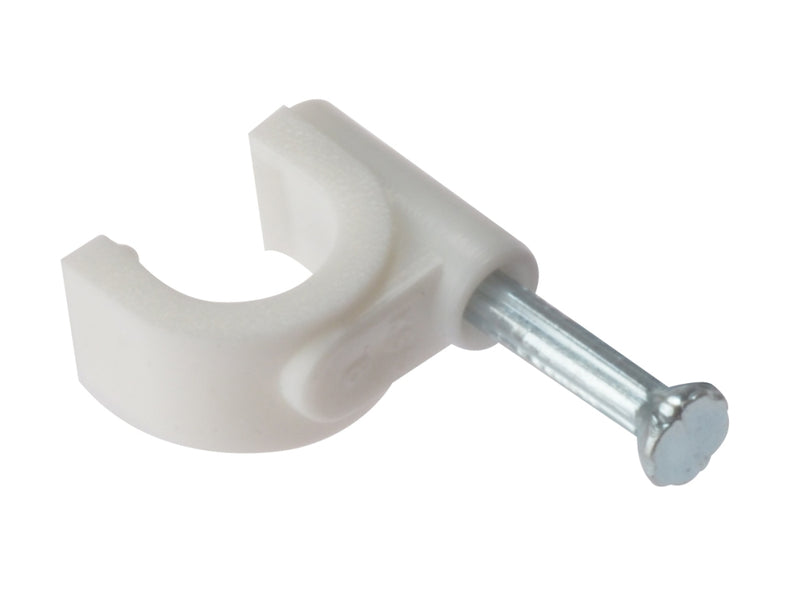 Round Cable Clip 6-7mm Bx 100 White