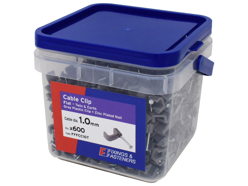 Flat Cable Clip 1.0mm Tub 600 Grey