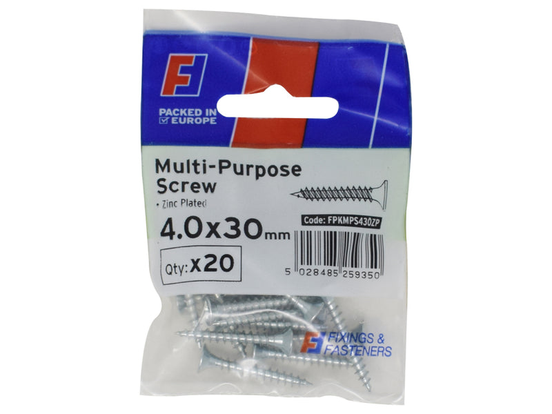 ForgePack Multi-Purpose Screw 20 per Pk ZP 4.0x30mm (S)