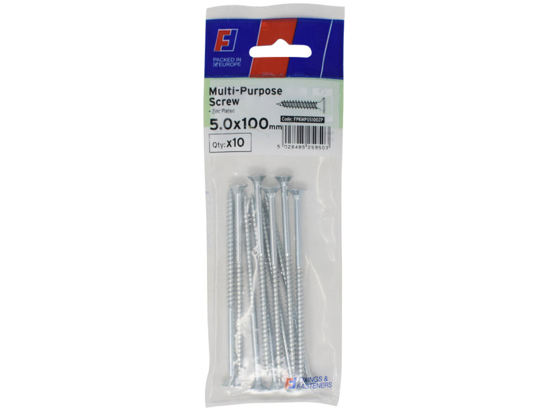 ForgePack Multi-Purpose Screw 10 per Pk ZP 5.0x100mm (L)
