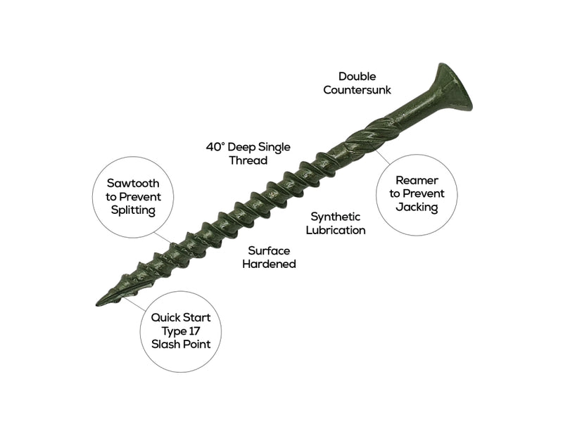 Spectre Decking Screw 4.5x75mm Bx 200 - 1000 hours - Green