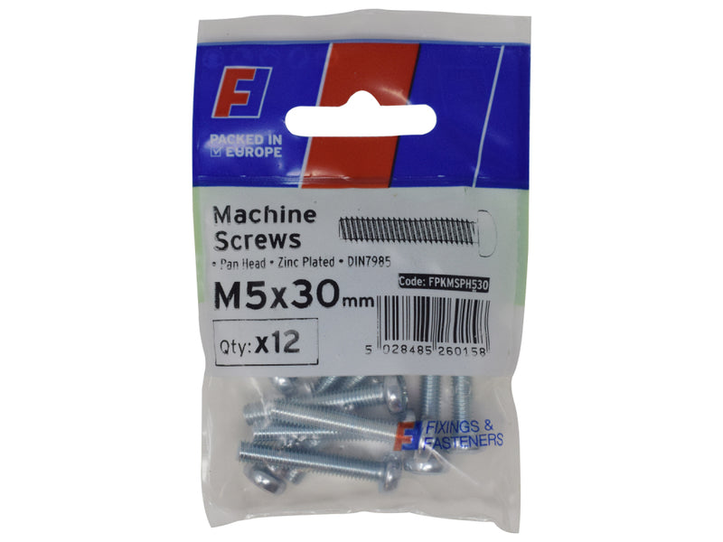 ForgePack Machine Screw Pan Hd 12 per Pk M5x30 (S)