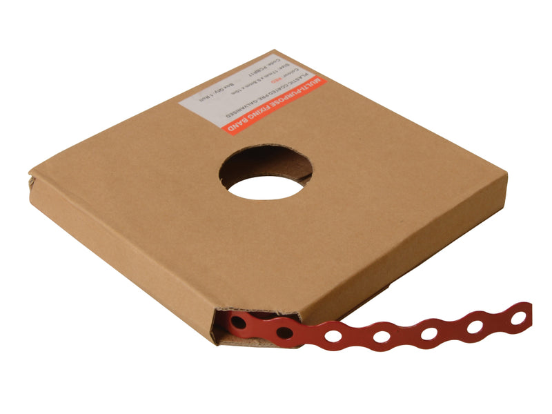 Perf.Banding Galv 12mmx0.8x10M Per Roll Wavey Type Red