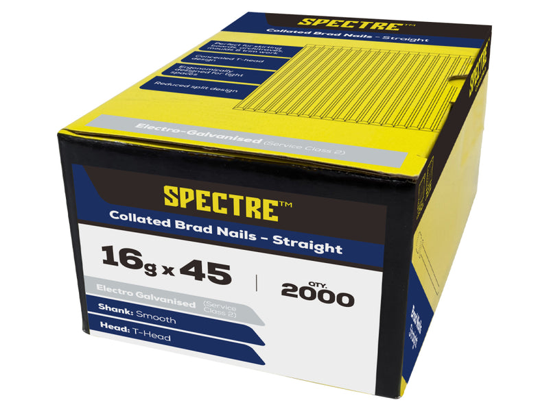 Spectre Brad Nails - Straight 16g x 38mm Bx 2000 SS-304 SS