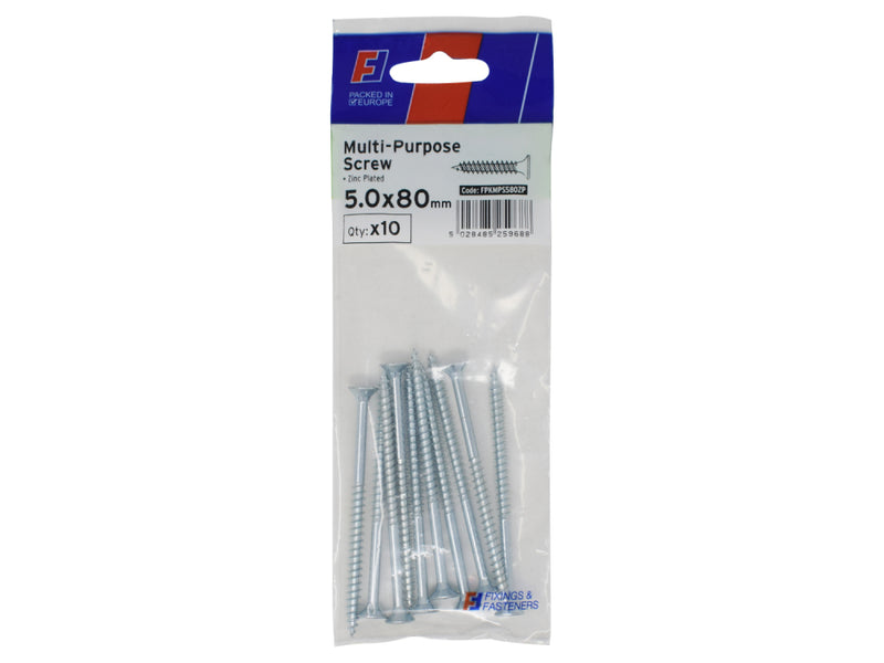 ForgePack Multi-Purpose Screw 10 per Pk ZP 5.0x80mm (L)
