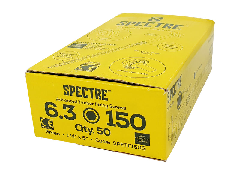 Spectre T/Fix Screw 6.3x87mm Bx 50 T17 Tip 1000hr Green