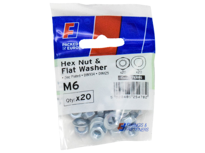 ForgePack Nut & Washer 20 per Pk M6 ZP (S)