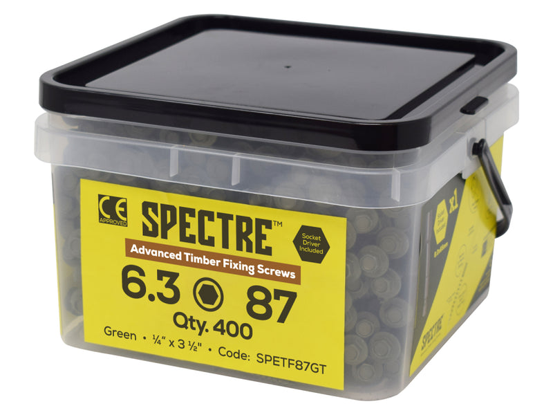 Spectre T/Fix Screw 6.3x87mm Tub 400 T17 Tip 1000hr Green