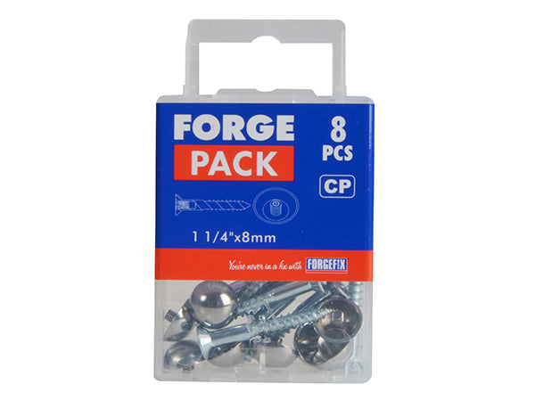 ForgePack Mirror Screw ZP 8 per Pk Chrome 1 1/2"x8