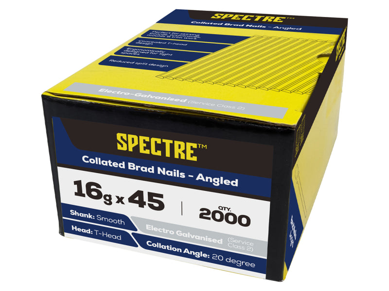Spectre Brad Nails - Angled 16g x 64mm Bx 2000 ELGV
