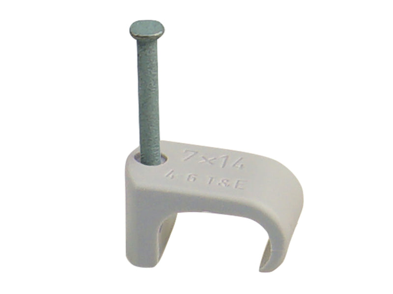 Cable Clips Flat 5x8mm Bx 100 Nail 2.0x25mm Grey