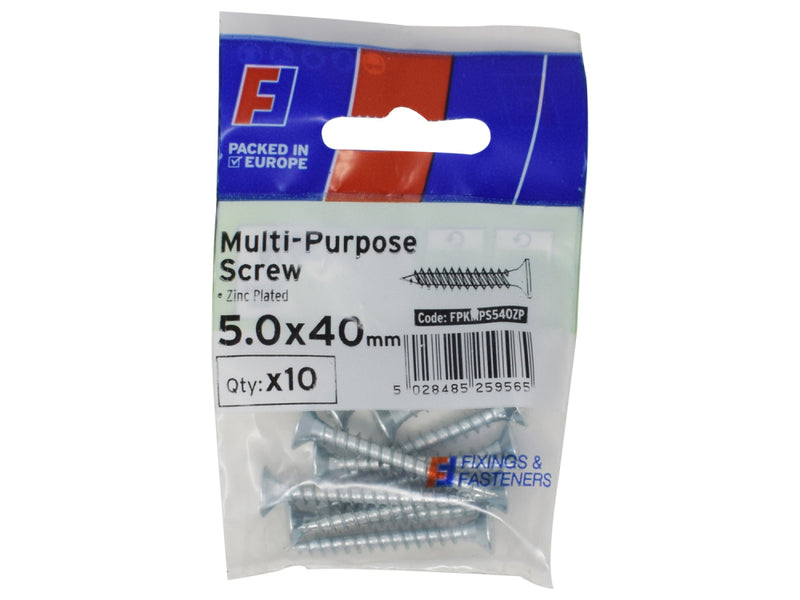 ForgePack Multi-Purpose Screw 10 per Pk ZP 5.0x40mm (S)