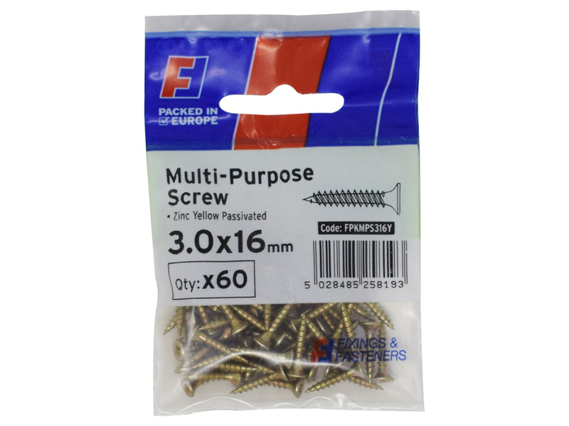 ForgePack Multi-Purpose Screw 60 per Pk ZYP 3.0x16mm (S)