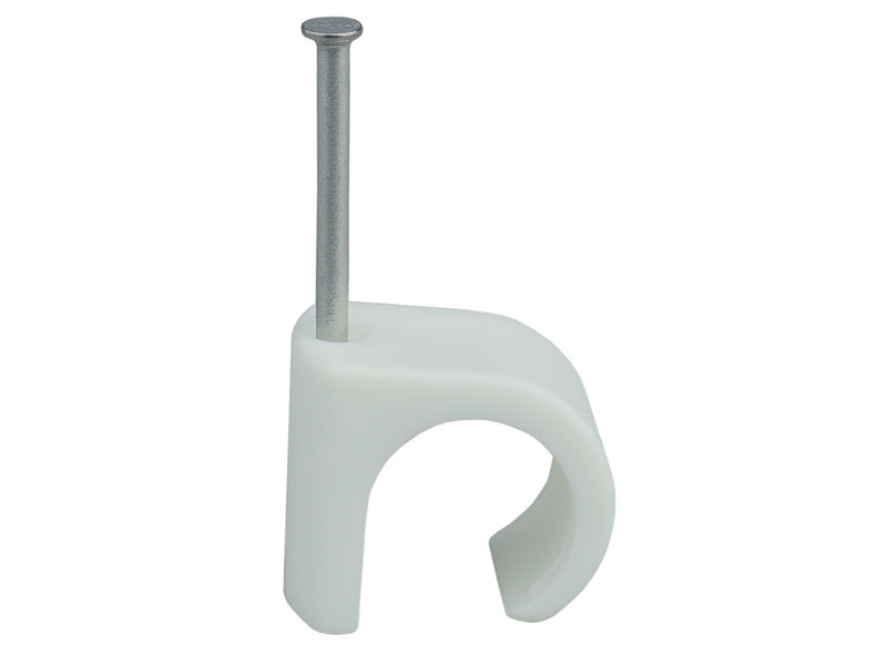 Cable Clips Round 8-12mm Bx 100 Nail 2.0x30mm White
