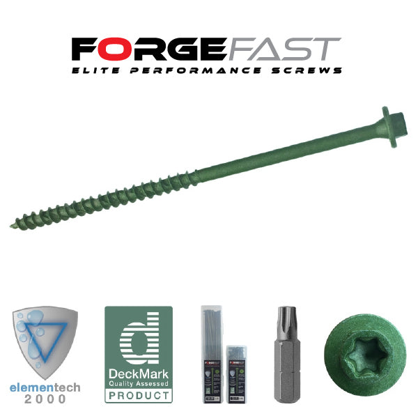 ForgeFast T/Fix Screw7.0x250mm Bx 40 2000h Green TX