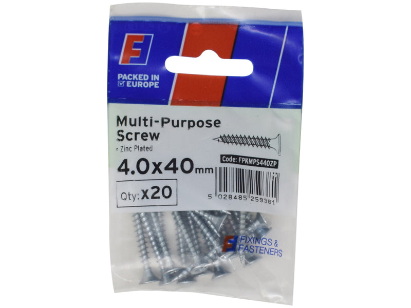 ForgePack Multi-Purpose Screw 20 per Pk ZP 4.0x40mm (S)