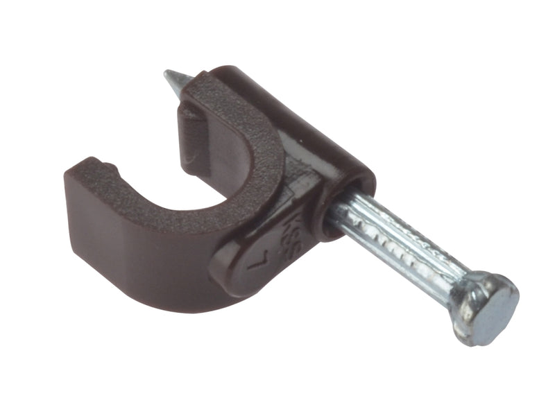 Round Cable Clip 6-7mm Bx 100 Brown
