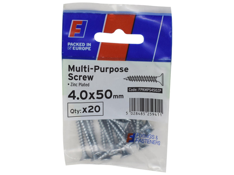 ForgePack Multi-Purpose Screw 10 per Pk ZP 4.0x50mm (S)