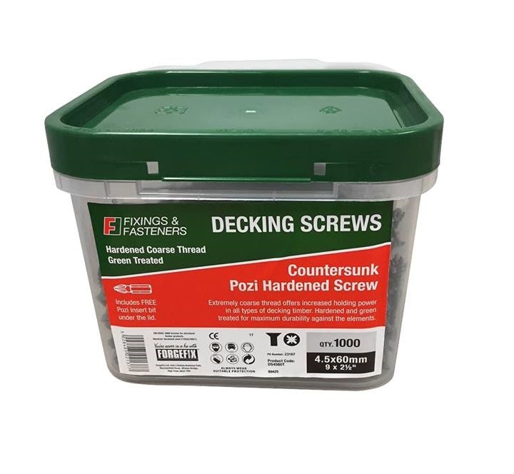 Decking Screw Green 4.5x75mm Tub 1000