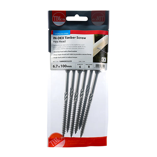 TIMCO Timber Screws Hex Flange Head A4 Stainless Steel — Trade Pack