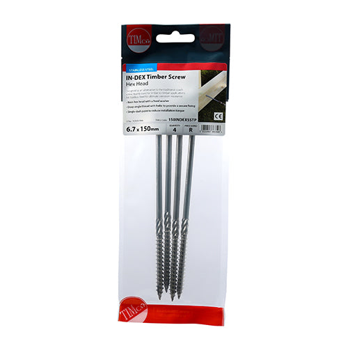 TIMCO Timber Screws Hex Flange Head A4 Stainless Steel - 6.7 x — Trade Pack