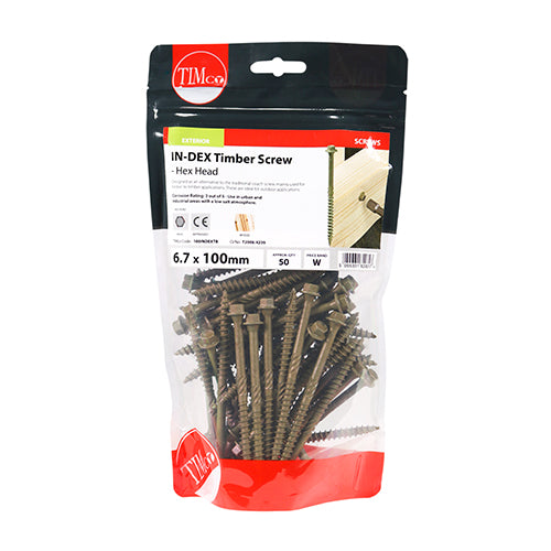 TIMCO Timber Screws Hex Flange Head Exterior Green - 6.7 x — Bag