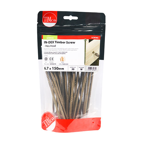 TIMCO Timber Screws Hex Flange Head Exterior Green - 6.7 x — Bag