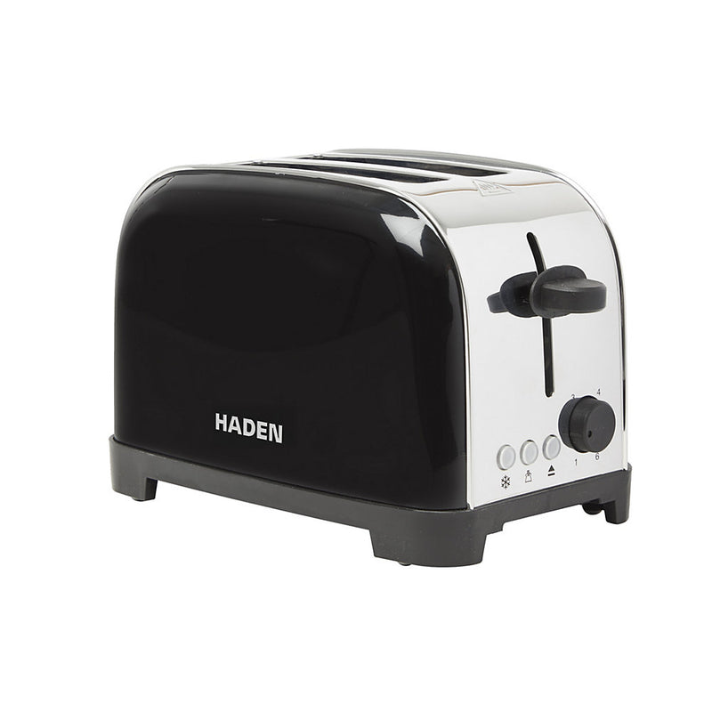 Iver Black Toaster 2 Slice - Compact Design with 6 Browning Settings & Anti-Jam Function