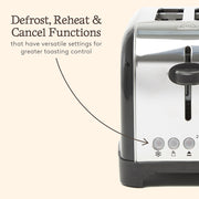 Iver Black Toaster 2 Slice - Compact Design with 6 Browning Settings & Anti-Jam Function