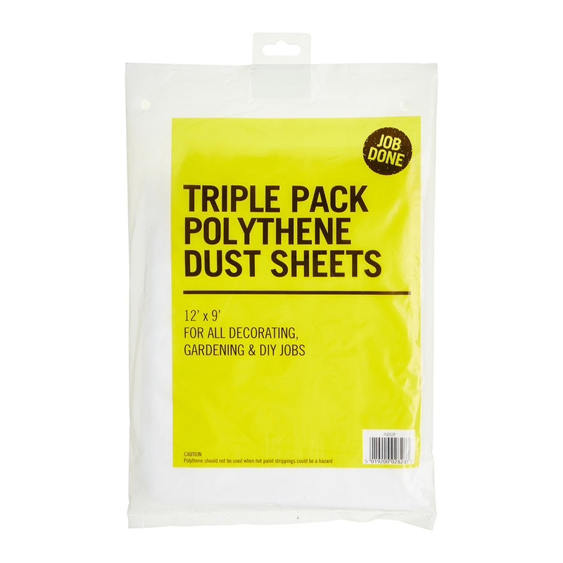 Job Done 3pk 12' x 9' Polythene Dust Sheets