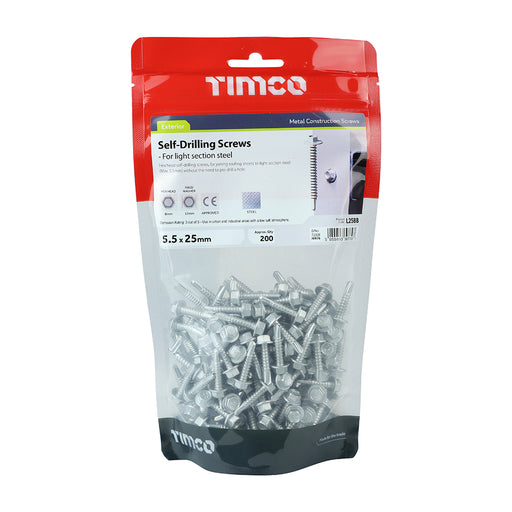 TIMCO Self-Drilling Light Section Screws Exterior Silver — Bag