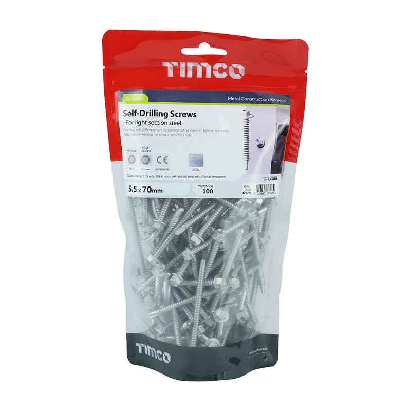 TIMCO Self-Drilling Light Section Screws Exterior Silver — Bag