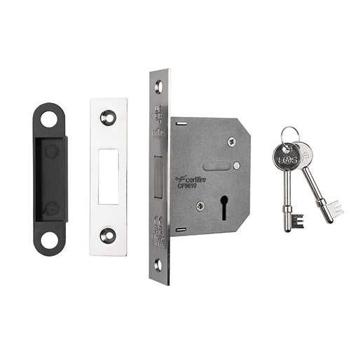 64Mm Dead Lock - 3 Lever - Square - Nickel Plated