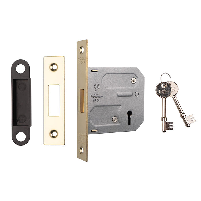 76Mm Dead Lock - 3 Lever - Square - Electro Brassed