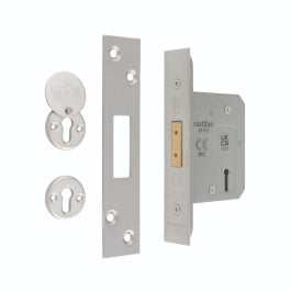 64Mm Heavy Duty Deadlock - 3 Lever - Radius - Satin Stainless Steel
